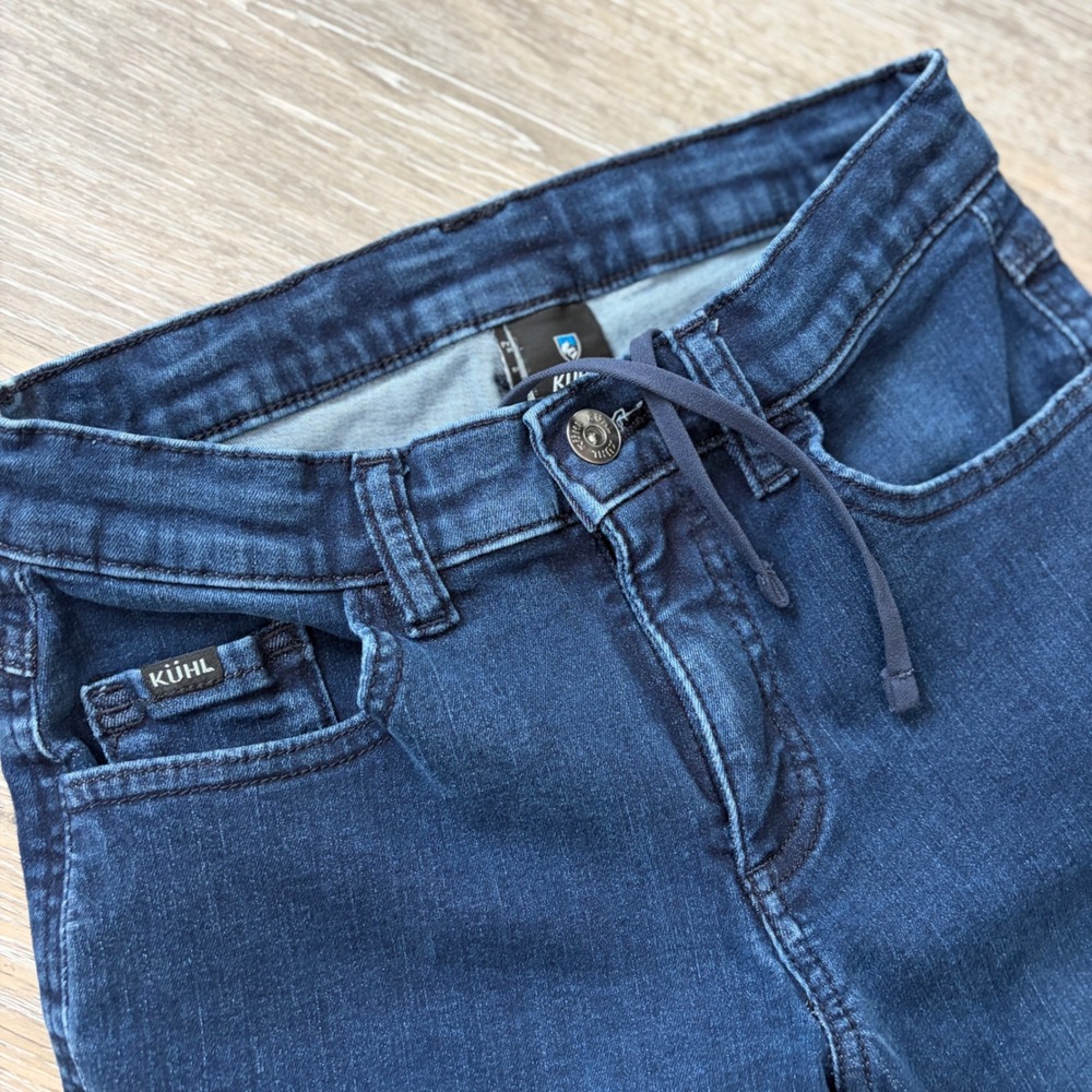 KUHL Womens 4‎ Reg Dark Indigo Blue Stretch Skinny Jeans High Rise Drawstring